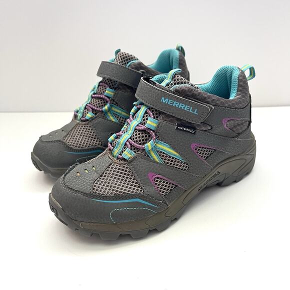 Merrell Hilltop Mid Quick Grey Purple Waterproof Hiking Boots Girl 2M MC55628 - Picture 1 of 14